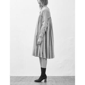 Vis A Vis Syndicate Korea Blue White Cotton Striped Pleated Shirt Dress 2 M